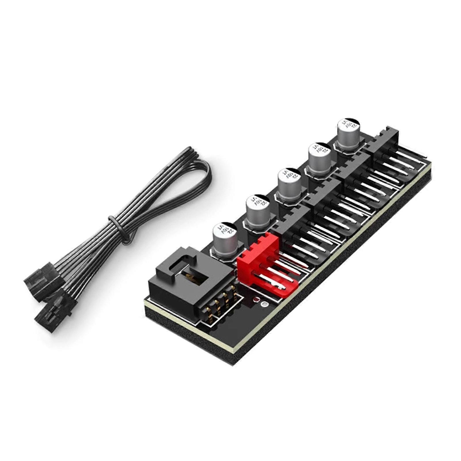 5 Port 4Pin Fan Hub For PC Case Cooling System Optimized Airflows Control With Synchronized Speed Adjustment Multicolor