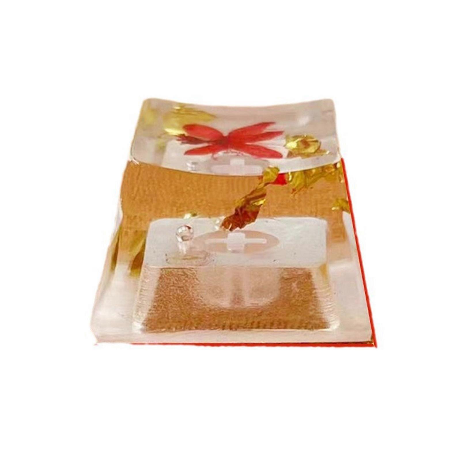Artisanal Translucent Epoxy Keycap OEM Height Featuring Preserved Flowers for Mechanical Keyboards Keycaps 1PC  Red