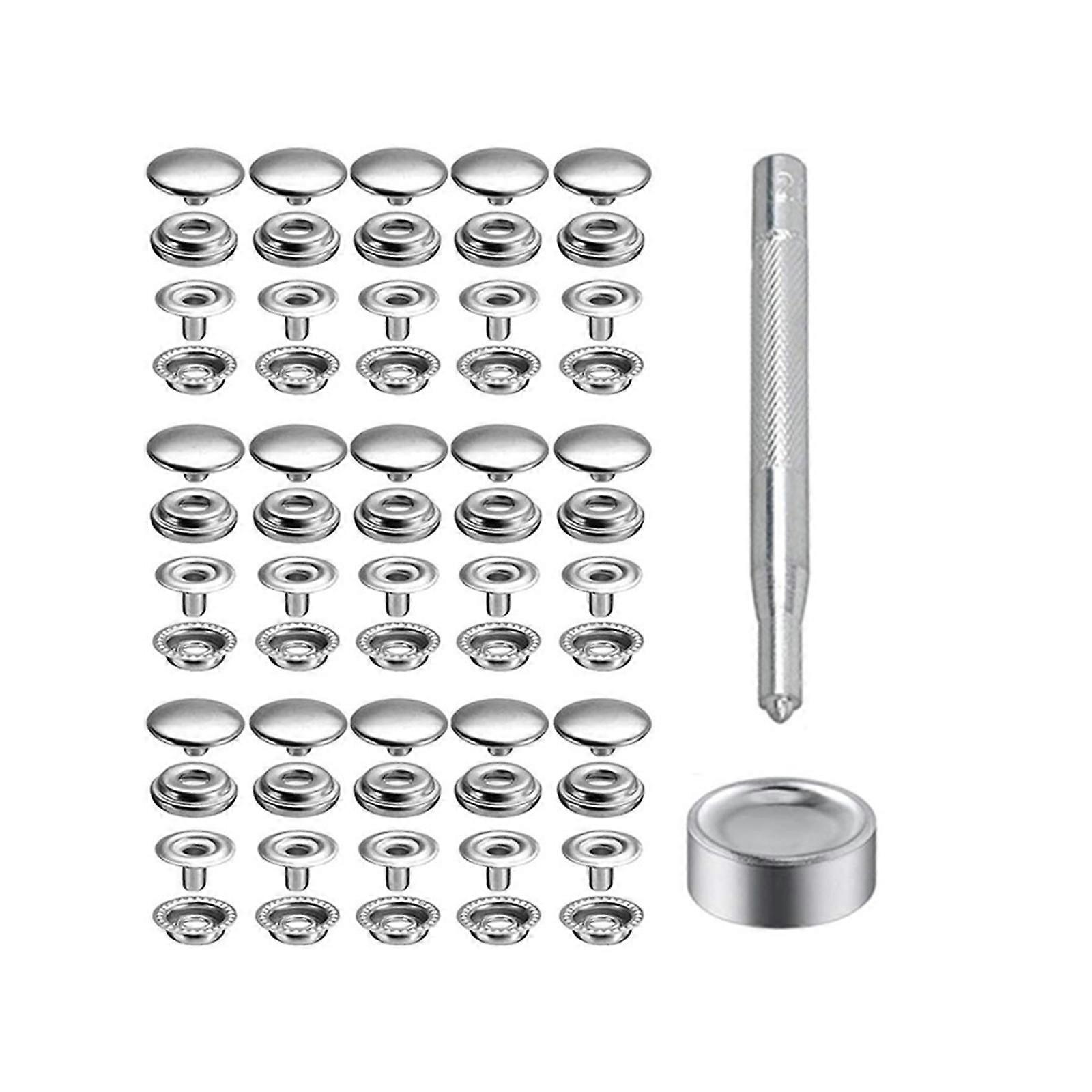 Practical Multipurpose 15MM Metal Snaps Fasteners 60PCS Durability Closures Kit Suitable For Tailoring And DIY Projects Multicolor