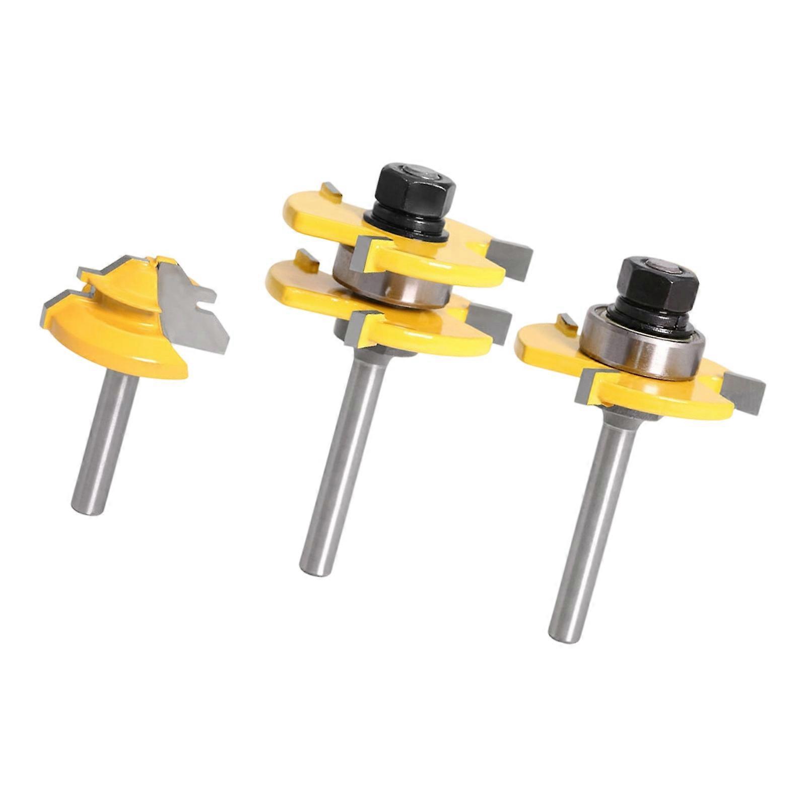 Universal Shank Wood Joineries Cutter Kit 3 Piece For T Type Slots 45 Degree Angles And Panel Assembly Multicolor