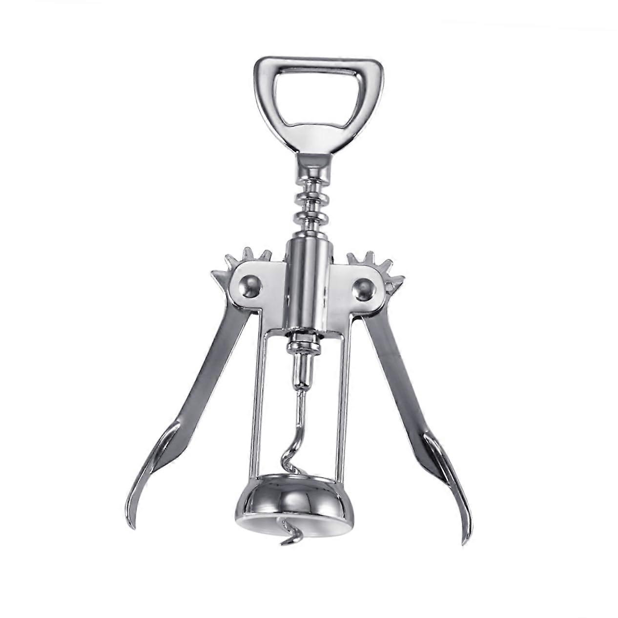 Winged Corkscrew Wine Bottle Opener with Plated Silver Ergonomic Design for Home and Party Use