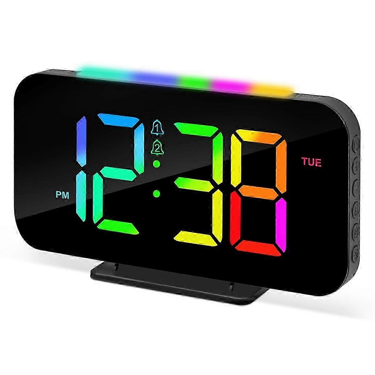 LED Digital Alarm Clock for Bedrooms with Night Light,Dual Alarm,12/24H, Plug in Large Display Alarm Clock for Bedroom,A