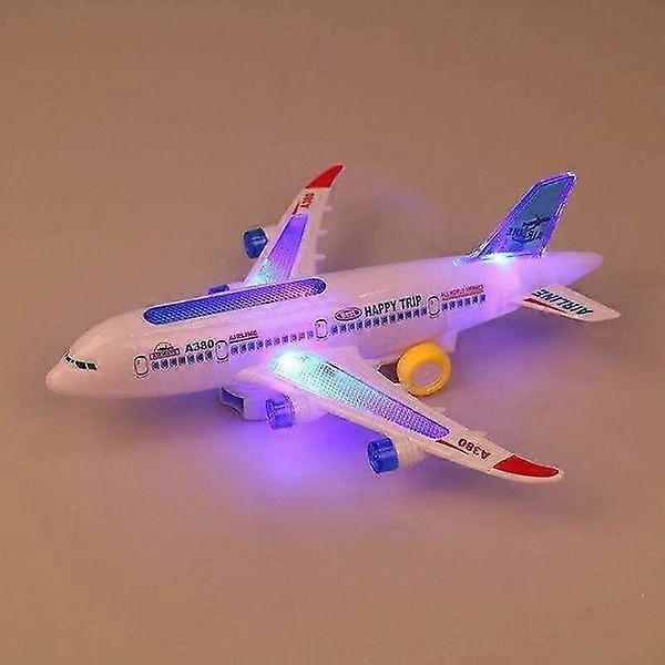 Avião elétrico com música, luzes e sons - Avião de brinquedo A380 com luzes e passageiros