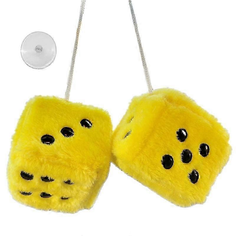 Plush Dice Car Pendants 7.5cm Square Mirror Hanging Fuzzy Plush Dice with Dots