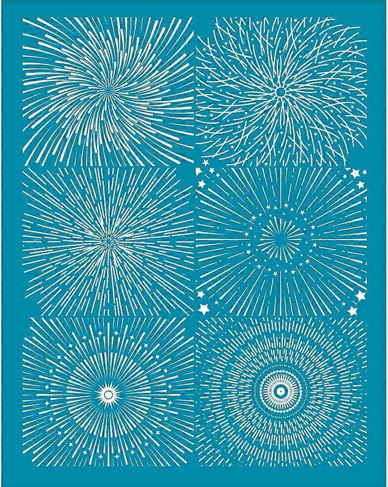 4x5 Inch Clay Stencils Firework Pattern Silk Screen for Polymer Clay Firework Silk Screen Stencils Mesh Transfer Stencils Mesh Stencil for Polymer Cla