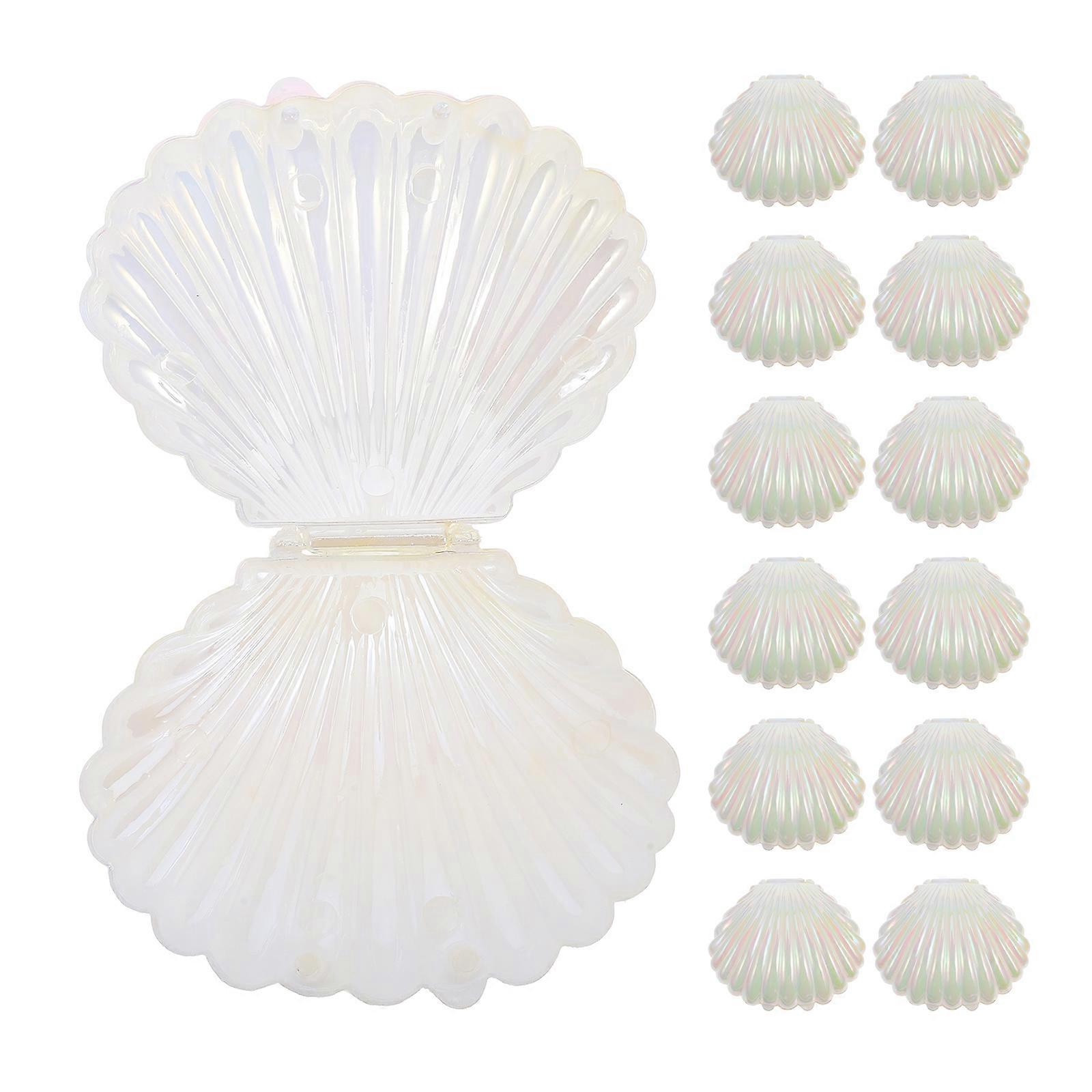 Seashell Jewelry Box Plastic Storage for Party 24Pcs White Candy Boxes