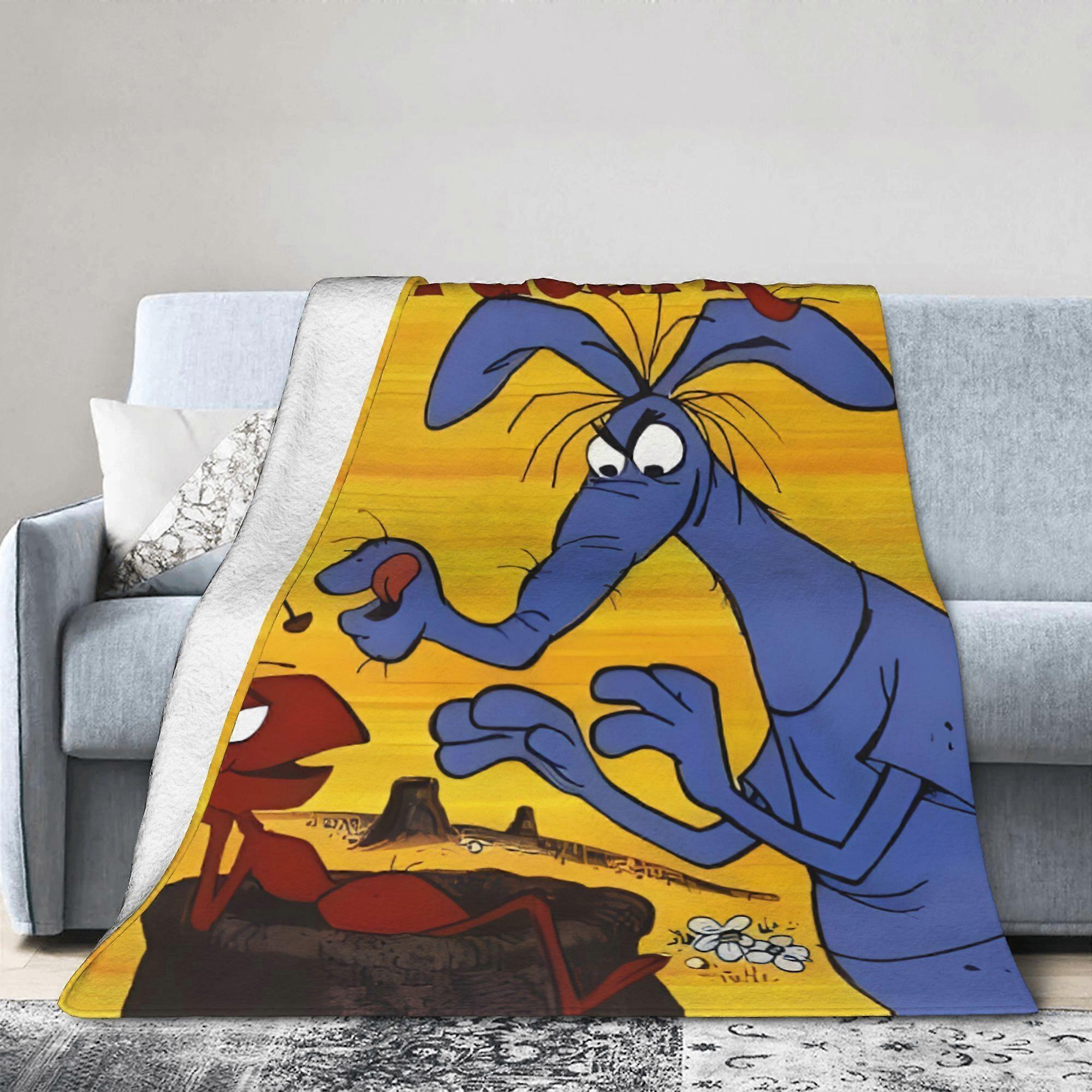 1pc The Ant and the Aardvark Style Blanket, Flannel Throw - Creative Flannel Blanket, Soft Fabric, Comfort Material - Su-PAKDB55