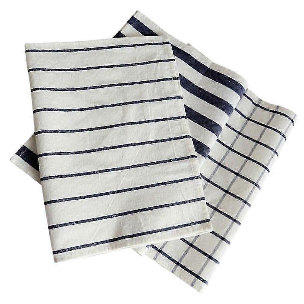 Cotton Tea Towel with Grid Stripe Design for Home Use Assorted Color Soft and Absorbent 3pcs