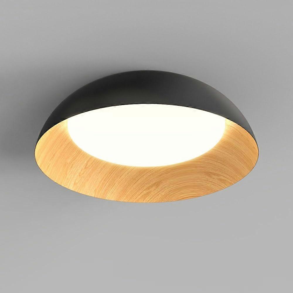 LED Flush Mount Ceiling Light 12.6 Inch with Adjustable Color Temperature and Woodgrain Accent for Bedroom and Hallway