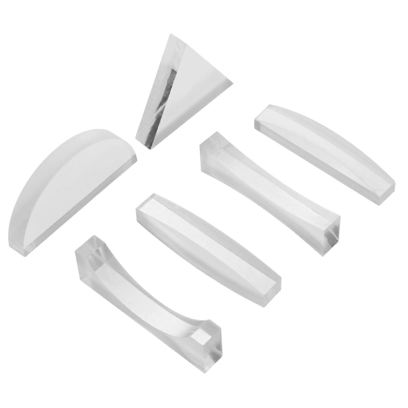 Physics Optics Lens Optical Lens for Experiment 6Pcs Acrylic Light Prism