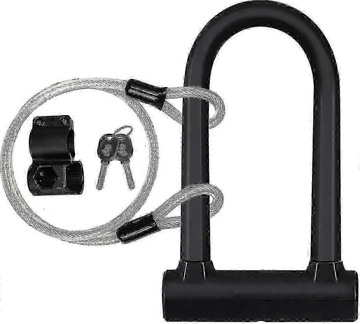 Bicycle Lock With Flexible Cable Lock And Mounting Bracket
