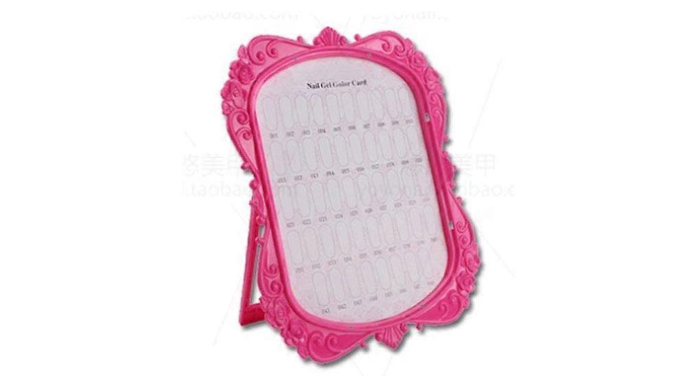 48 Colors Nail Color Display Board with Dustproof Cover, ABS Stand, Rose Red Lace Frame