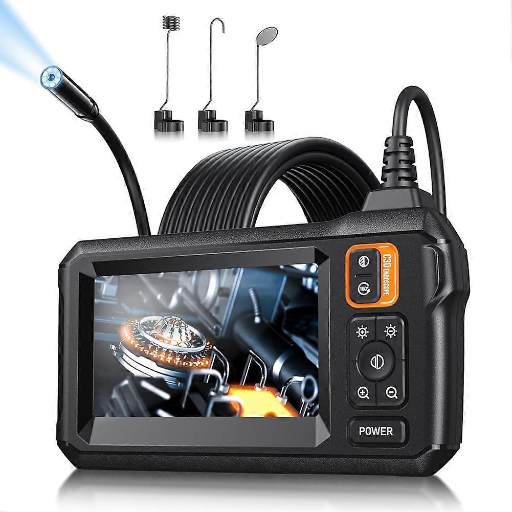 Endoscope Camera with Light,Inspection Borescope Camera with 4.3" IPS Screen,Semi-Rigid Cord Bore Scope, IP67 Waterproof