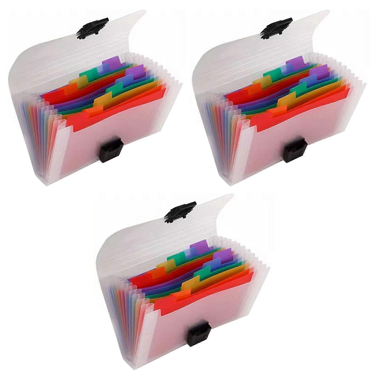 Set of 3pcs Compact 13 Grid Design A6 File Organiser for Students Office Use and Travel Document Management Multicolor