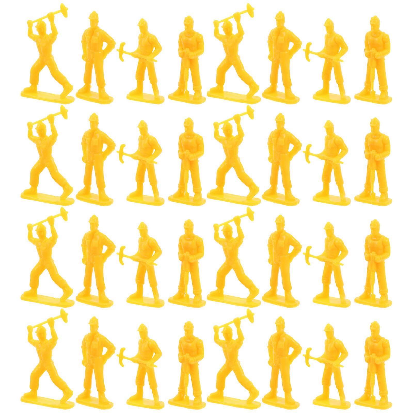 Yellow Construction Worker Model Toy for Pretend Play 50Pcs Set
