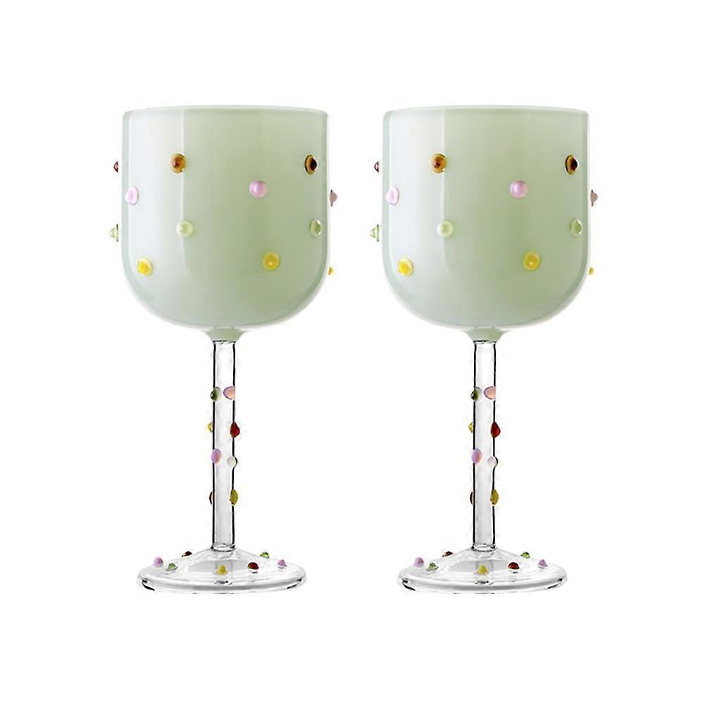 2 Pack Elegant 10oz Green Wine Goblets with Long Stem for Weddings and Parties