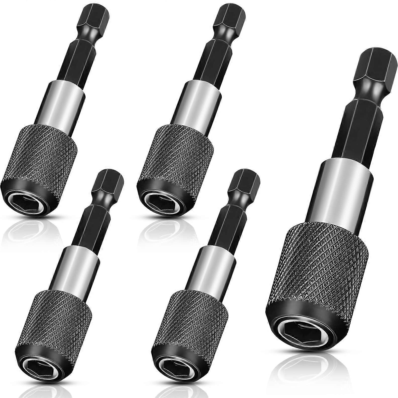 Magnetic Drill Bit Holder Set 5 Pcs 1/4 Inch Hex Shank Quick Release Durable Steel Extension