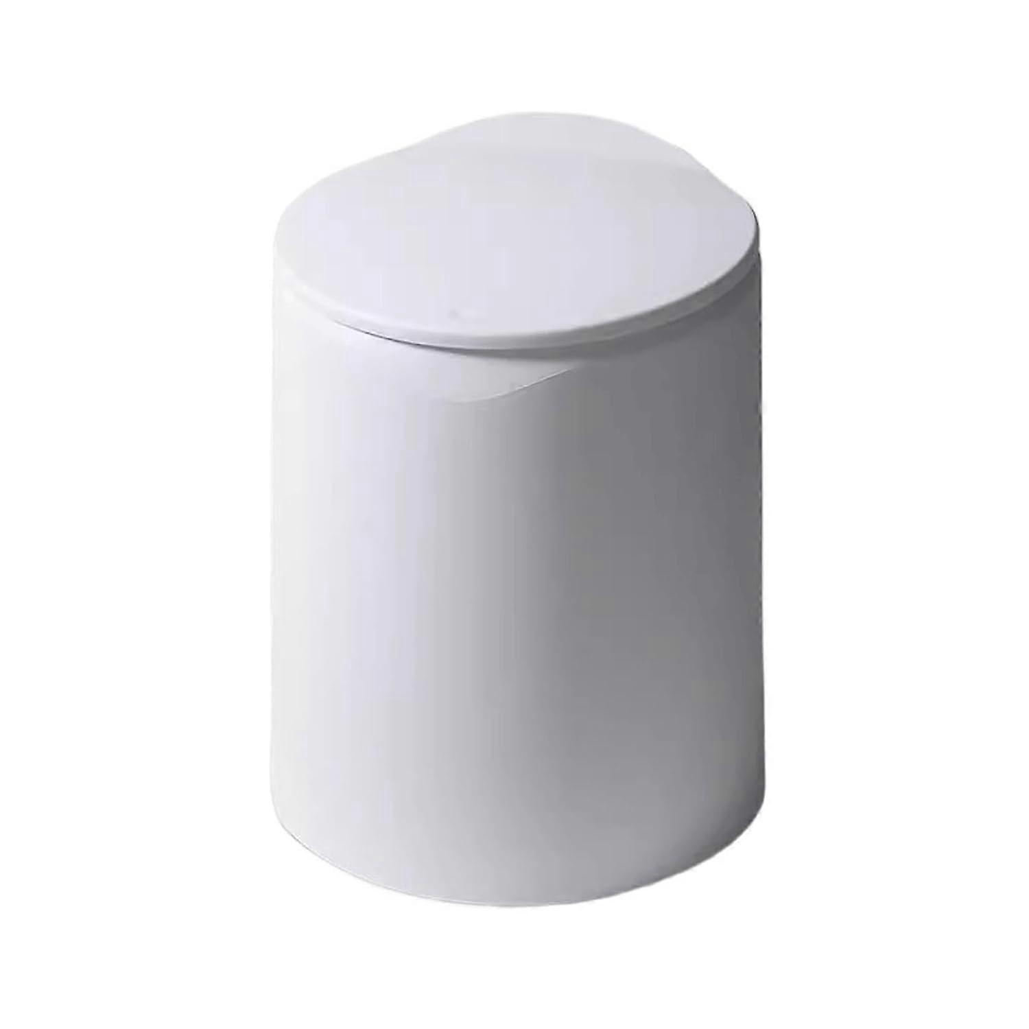 Trash Can with Lid, Odor Blocking, Removable Bucket, Hidden Bag Sleeve for Kitchen, Bathroom, White