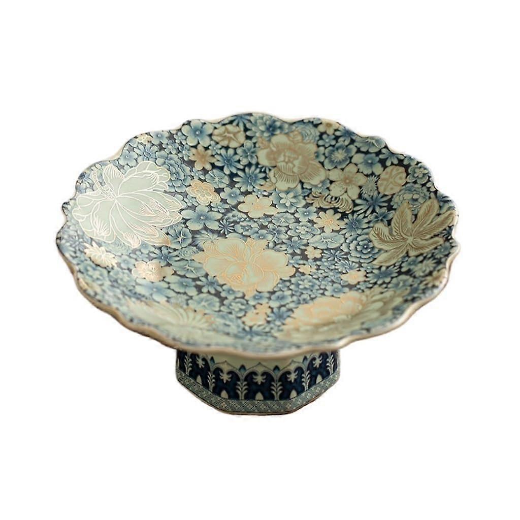 Fruit Serving Tray Ceramic  Foot Bowl Elegant Centerpiece for Tea Snacks and Fruit Plate