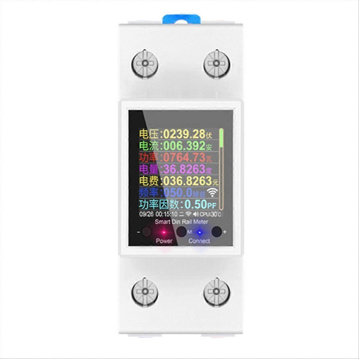 Tuya WiFi Smart Din Rail Energy Meter AC50-320V APP Control Real-Time Voltage Current Curve Monitor for Home/Industry