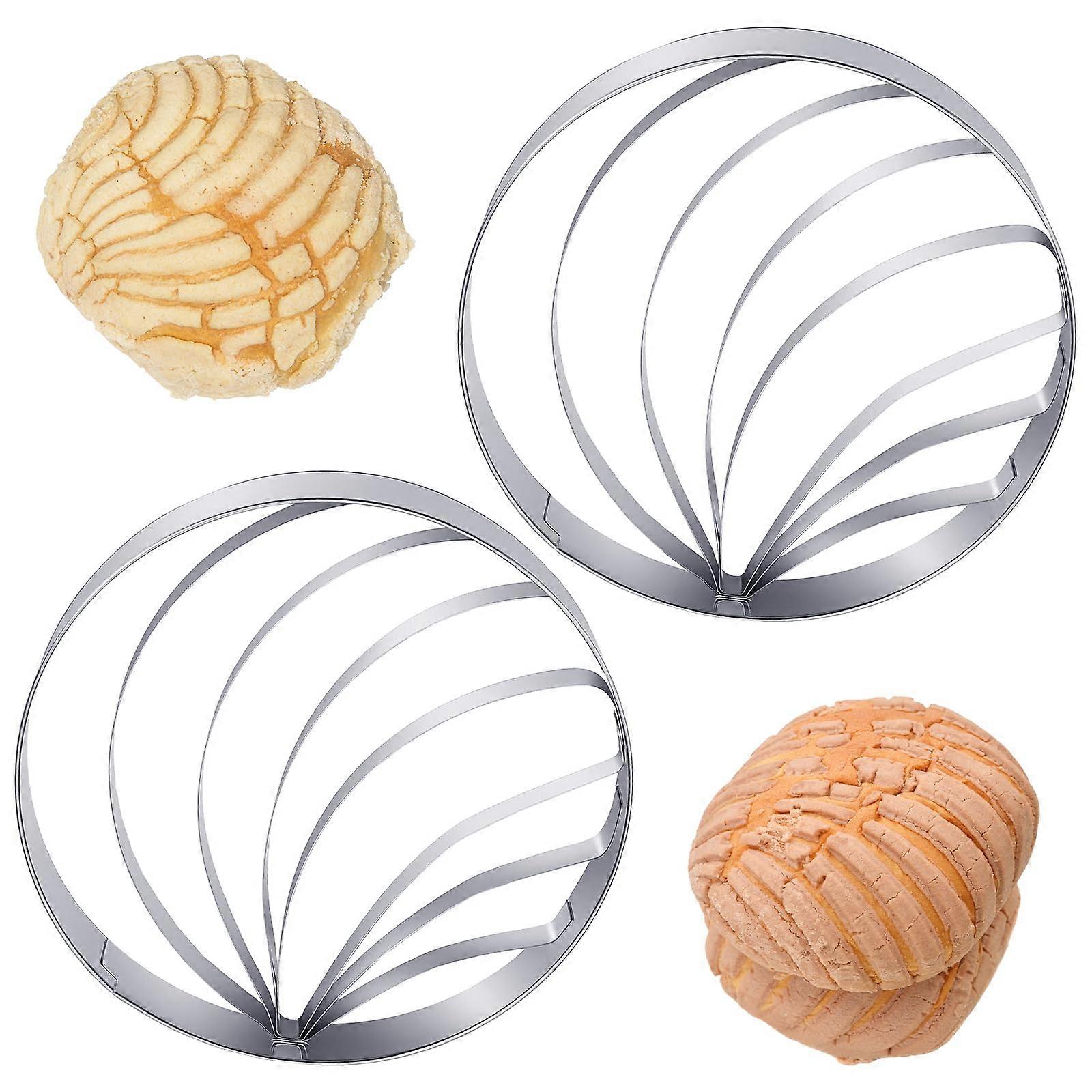 2pcs Stainless Steel Concha Bread Cutter Set for Pan Dulce with Consistent Shell Patterns