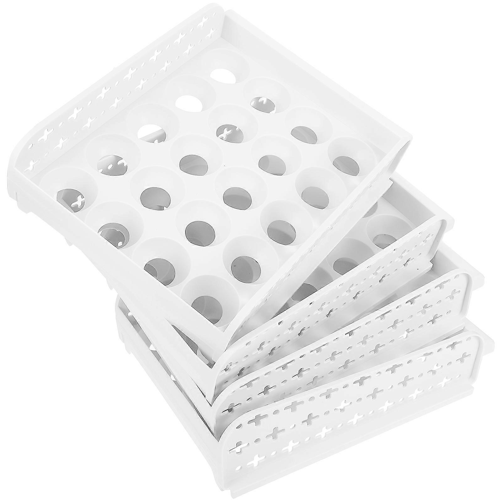 Stackable Egg Box Egg Container for Kitchen Use White 4 Layers