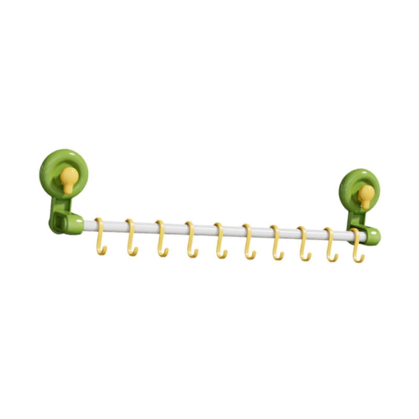 Kitchen Utensil Rack with Adjustable Slide Rail and 10 Hooks for Wall Mounted Kitchen Storage