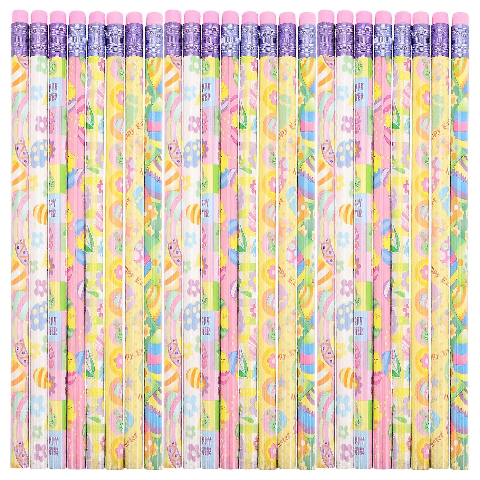 Multi Colored Easter Pencils for Writing with Eraser 50Pcs Set
