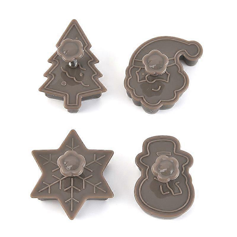 1 Set Plastic Embosser Mold 3d Christmas Tree Snowflake Pattern Cookie Cutter