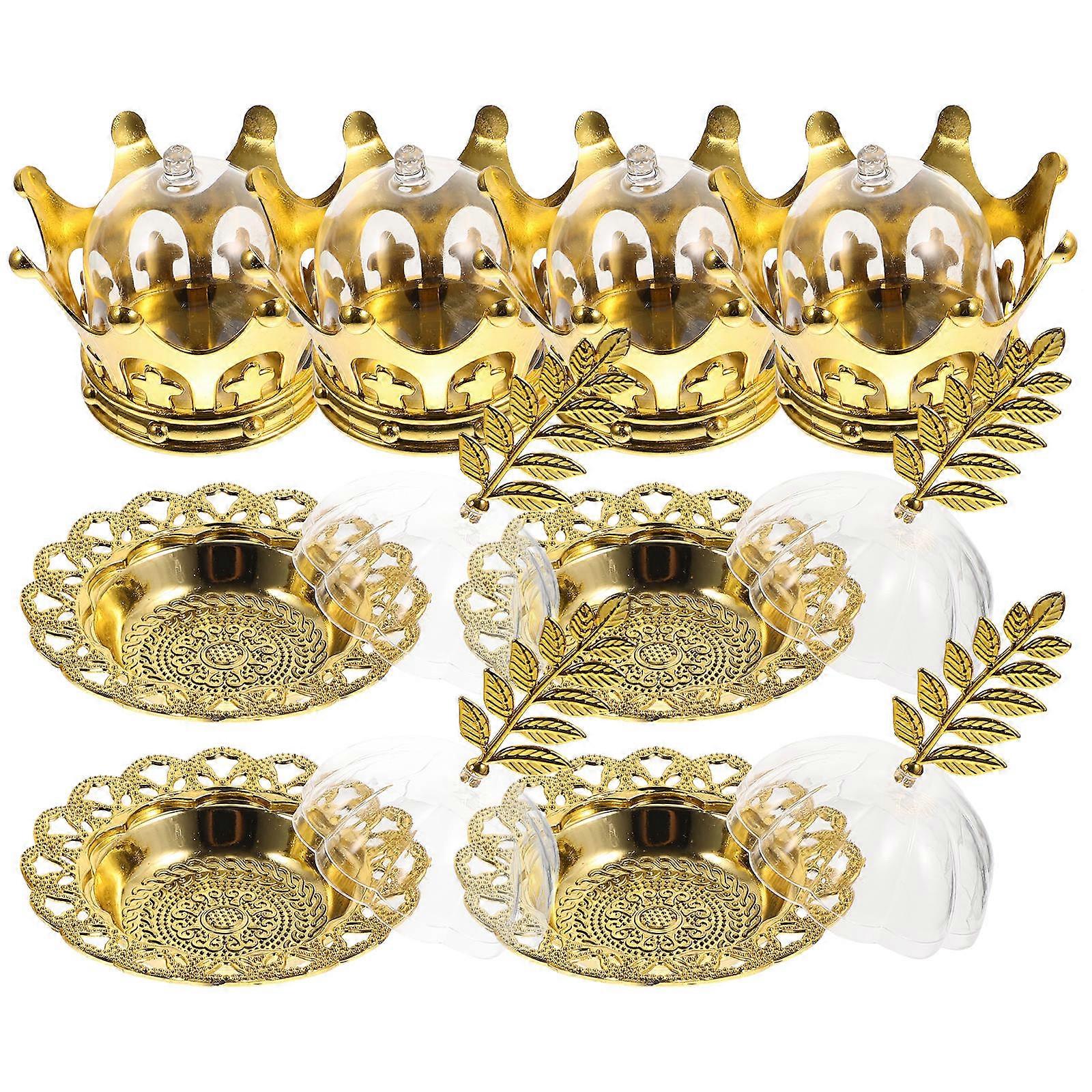 Golden Desktop Candy Case for Storage Use 16Pcs Crown Designed Boxes