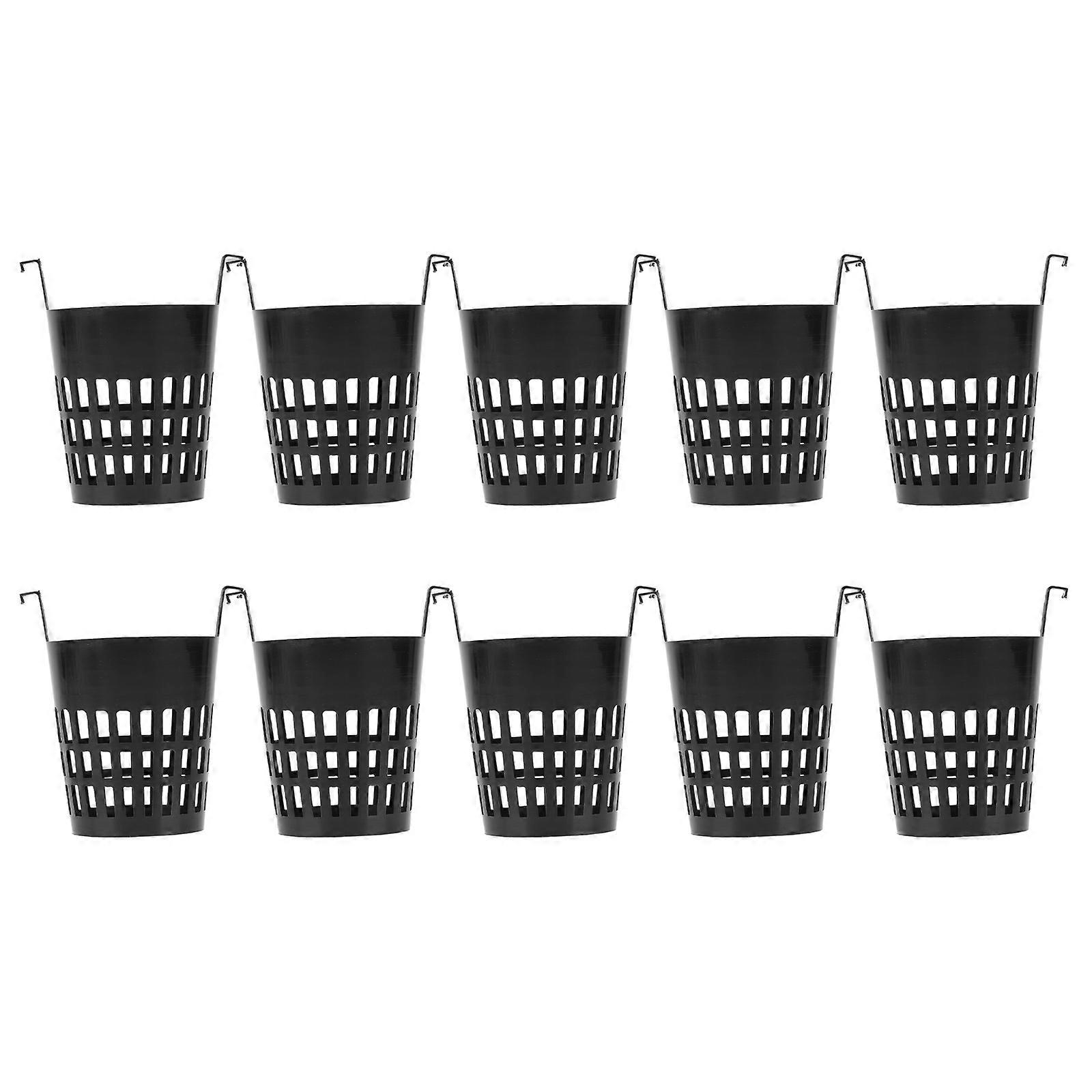 10pcs Black Garden Plastic Mesh Baskets for Hydroponics Planting Durable PP Material