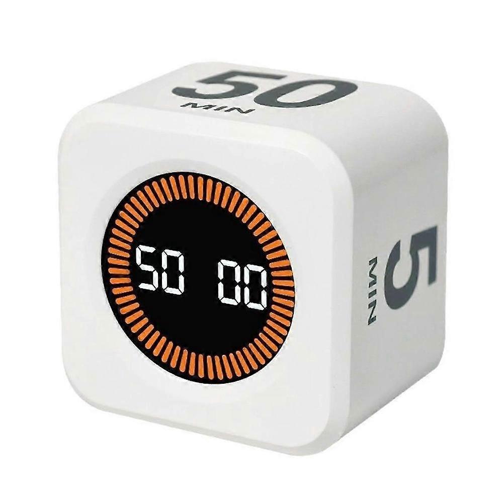 Digital Cube Pomodoro Timer with Visual Progress Bar, Silent Auto-Flip, and Customizable Alarms