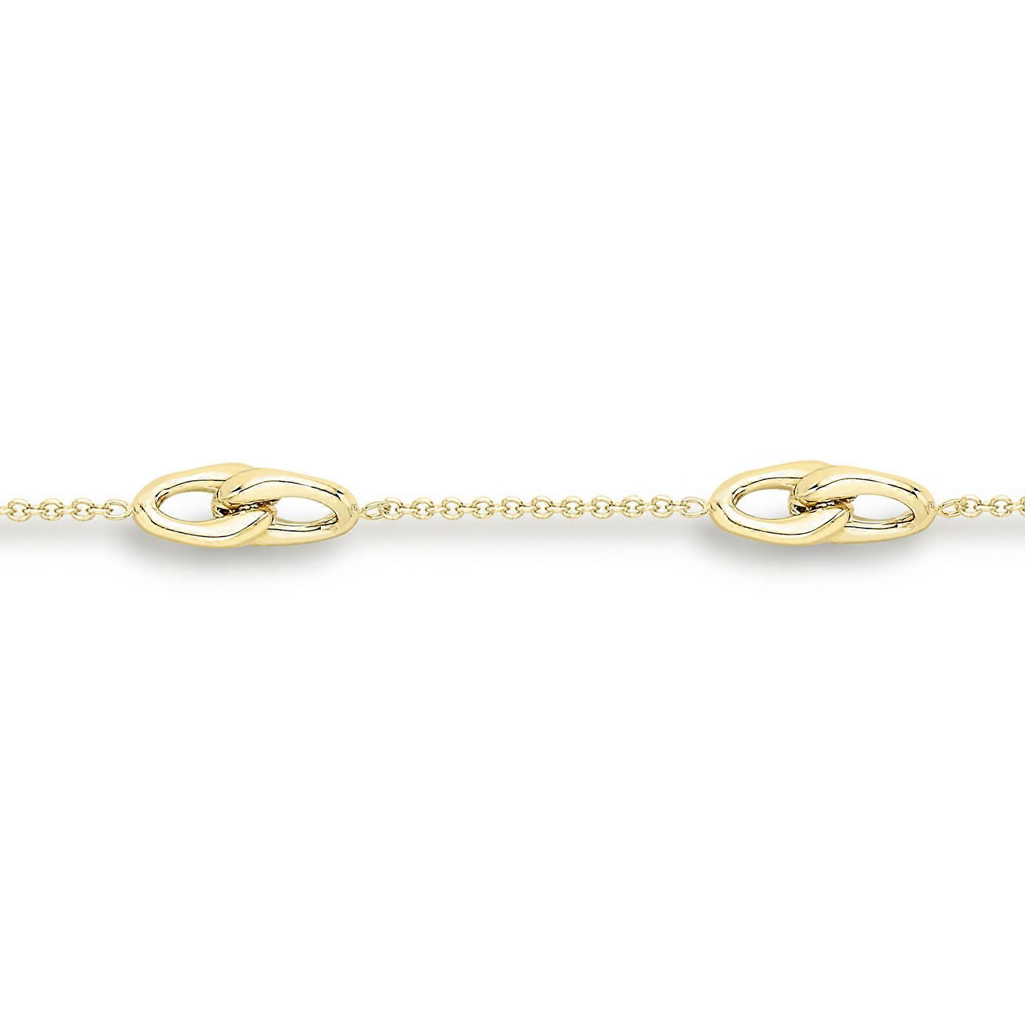 Jewelco London Ladies 9ct Yellow Gold Interlocked Holding Claws Motif Station Bracelet 0.4mm 7.5"/19cm