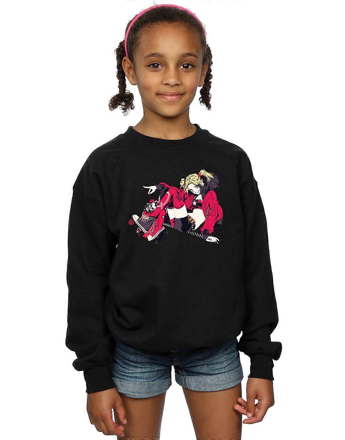 DC Comics Girls Harley Quinn Rollerskates Sweatshirt