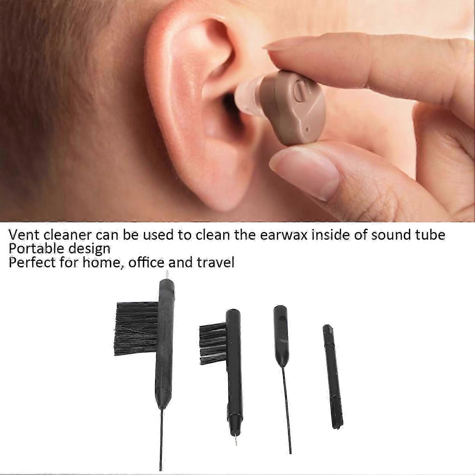 4pcs Hearing Device Cleaning Kit with Brush, Wax Loop & Filter