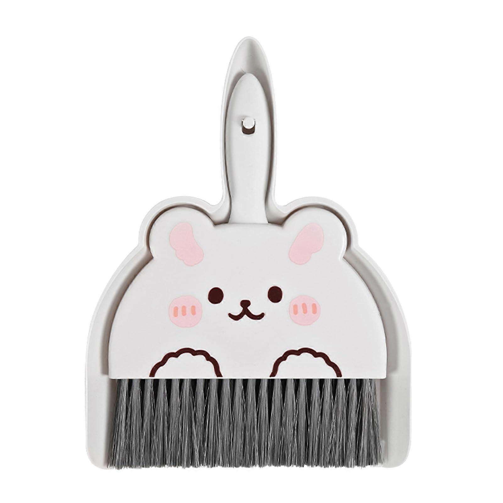 Mini Dustpan and Brush Set with SoftBristle, Recessed Clip, Compact for Desk Kitchen