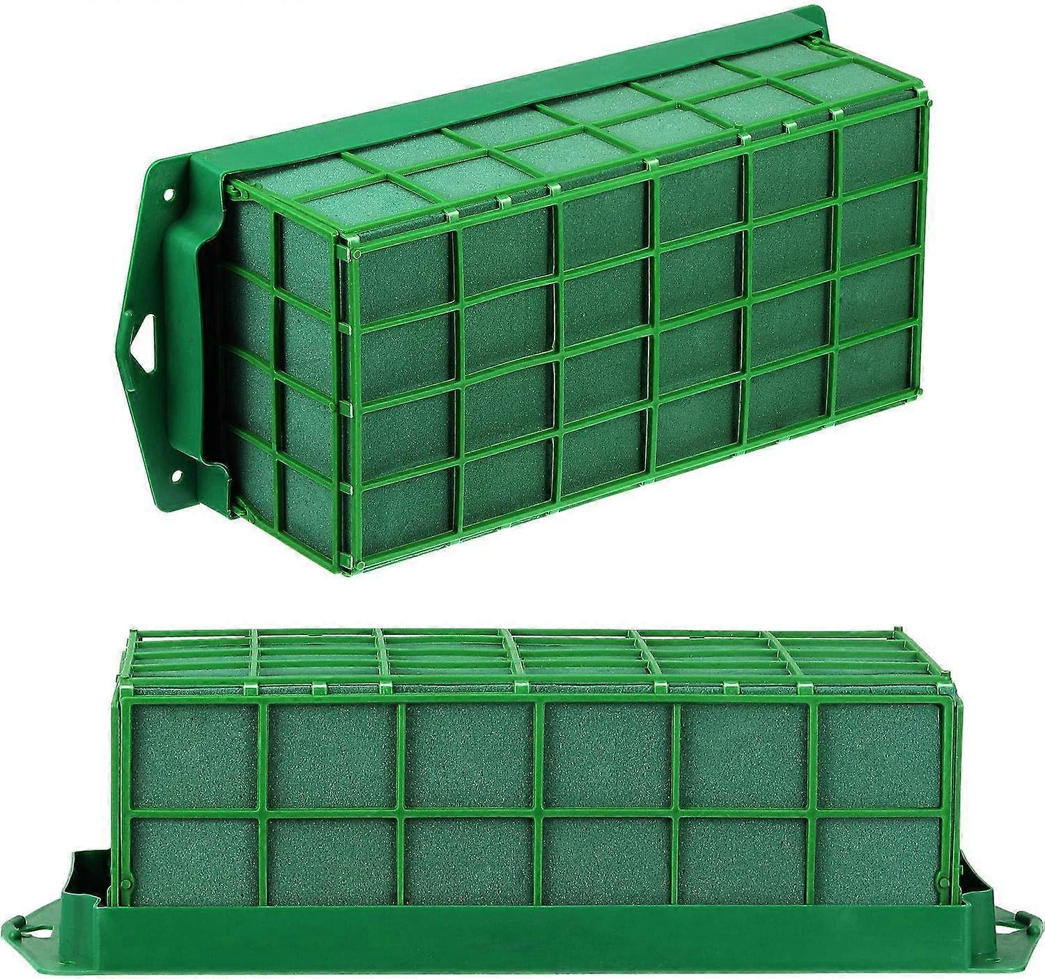 2 Pack Rectangular Floral Foam Cage for Fresh Flowers Table Centerpiece with Replaceable Foam