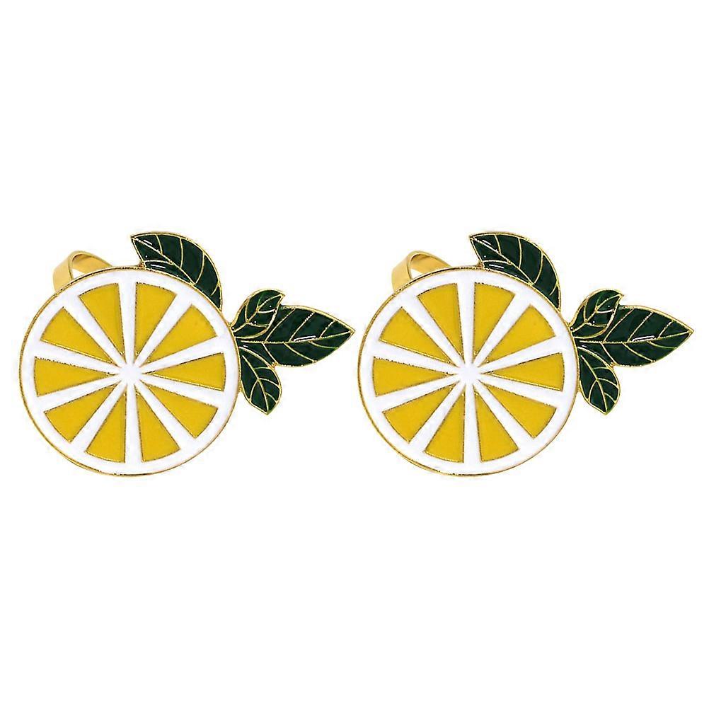 Realistic Lemon Slice Napkin Ring for Household Use 2Pcs Pack