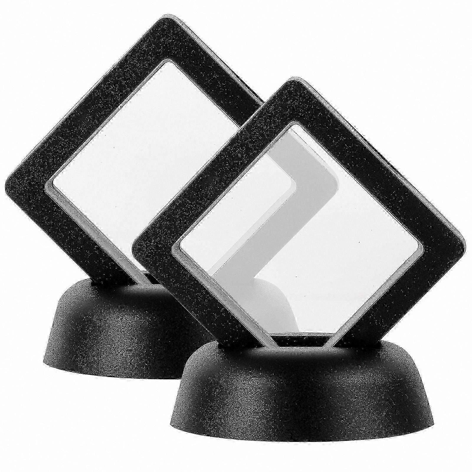 2 Pcs Clear Display Box with Stand, 3D Floating Frame for Medals Coins