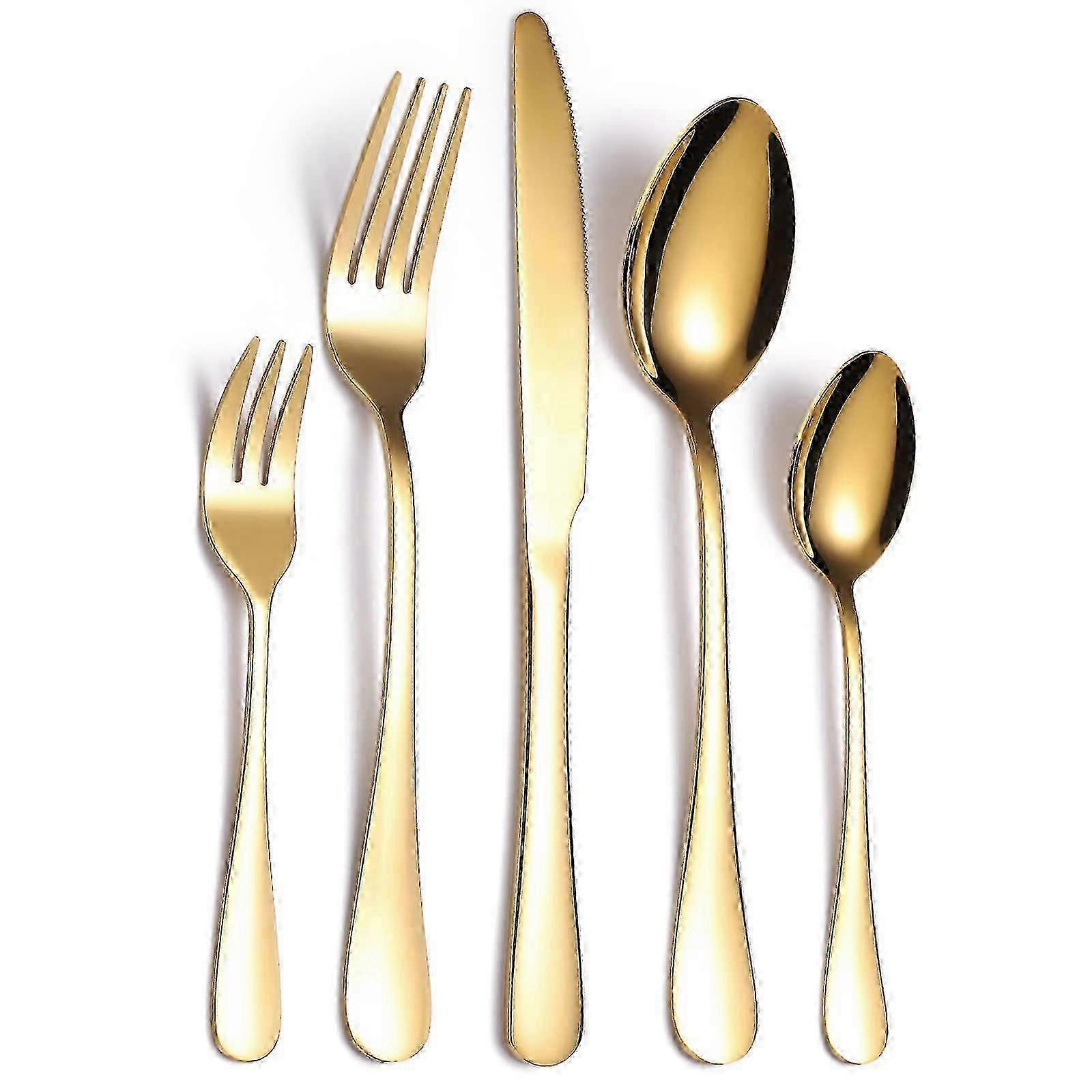 20 Piece Gold Serving Flatware Silverware Set for Home Kitchen Size for 4