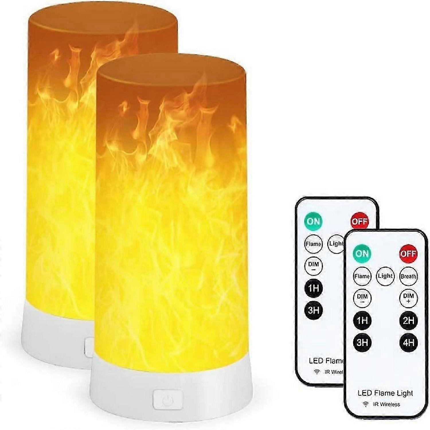 LED Flame Light, USB Rechargeable Flame Effect Light, Flame Lamp with Remote & Timer