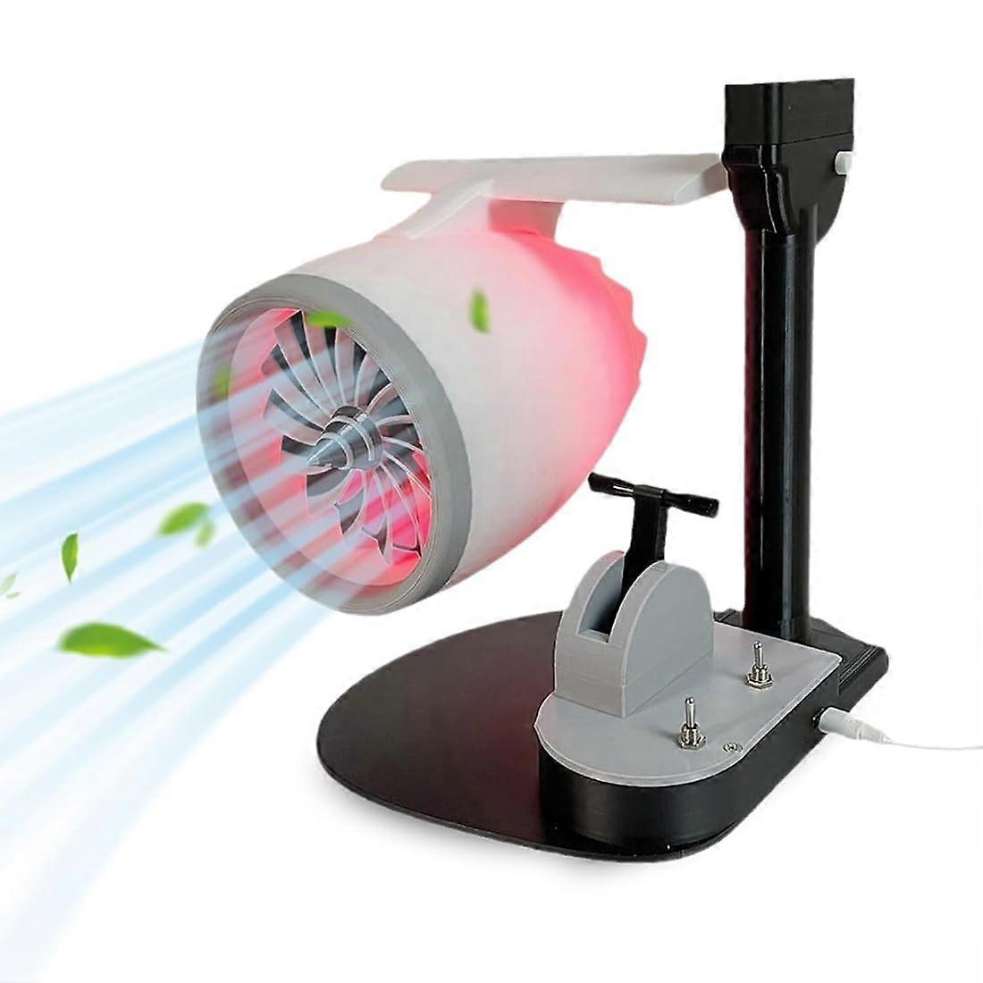 Desktop Turbo Fan with Light, Adjustable Speed, Humidifying Spray, Jet Engine Design for Office