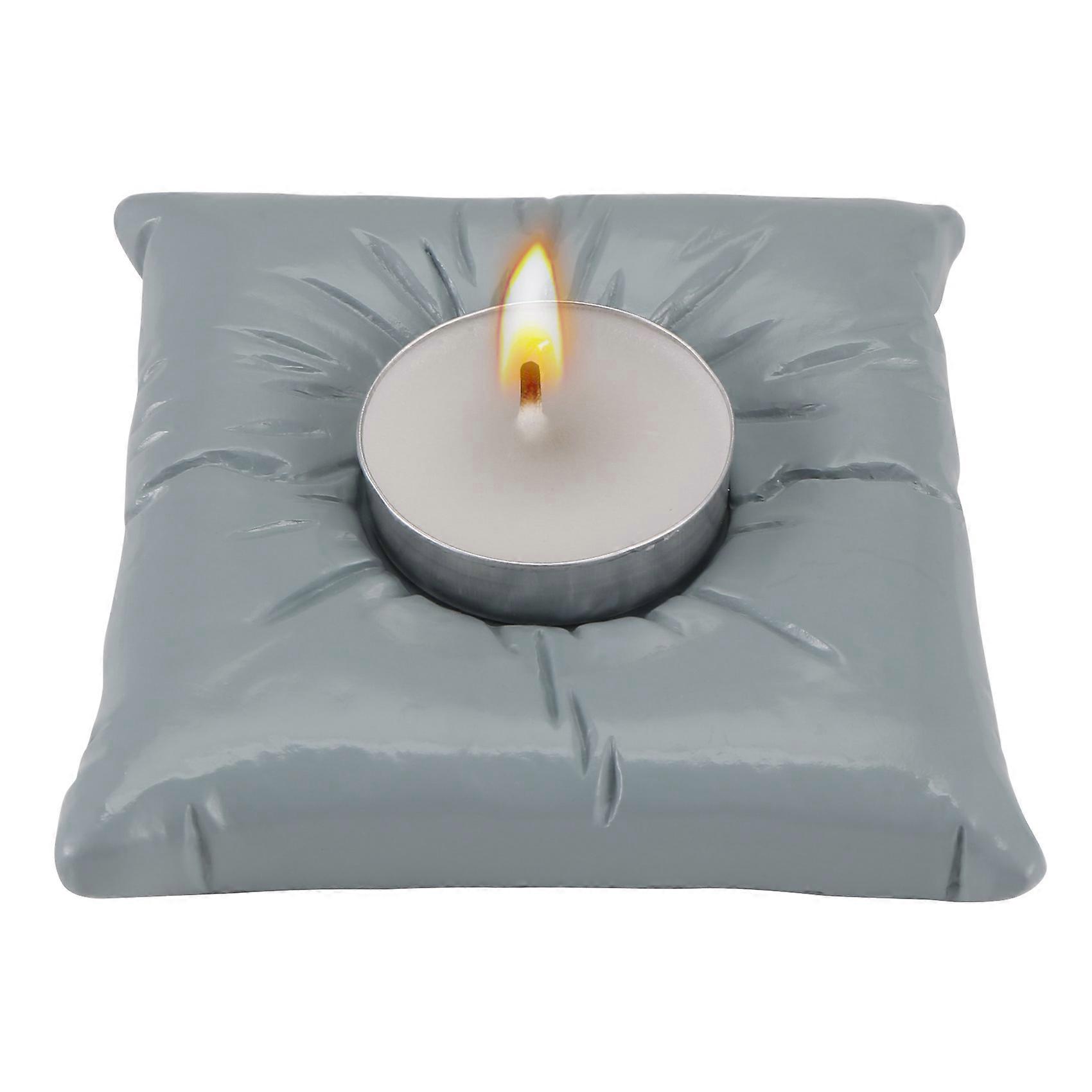 Candle Holder Pillow Shape Resin Candle Holders Gray