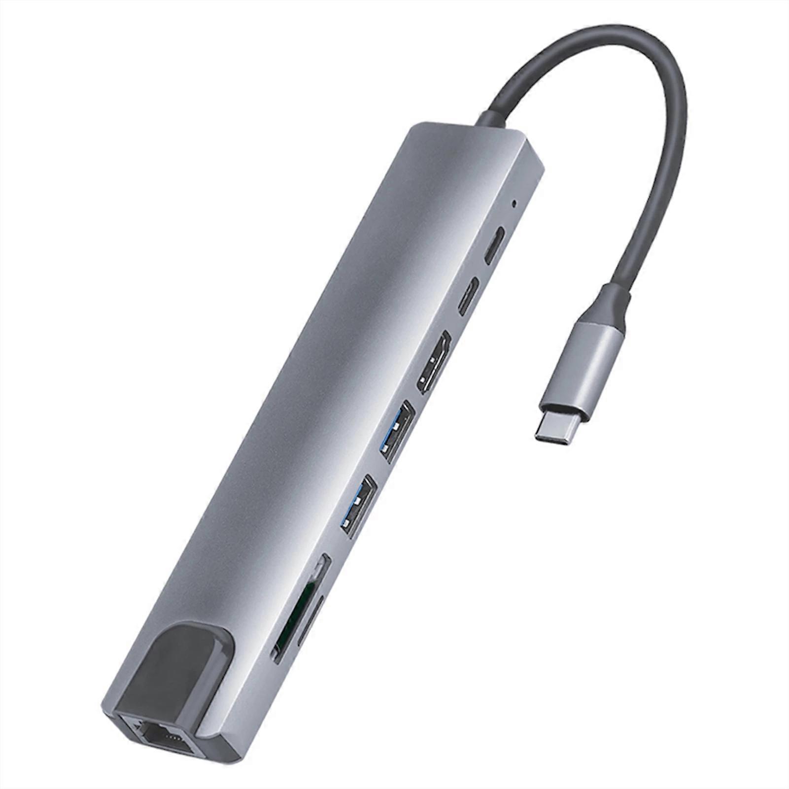 8-in-1 Type-C Docking Station +2*USB3.0+2*Type-C+RJ45+TF+SD Multi-function HUB