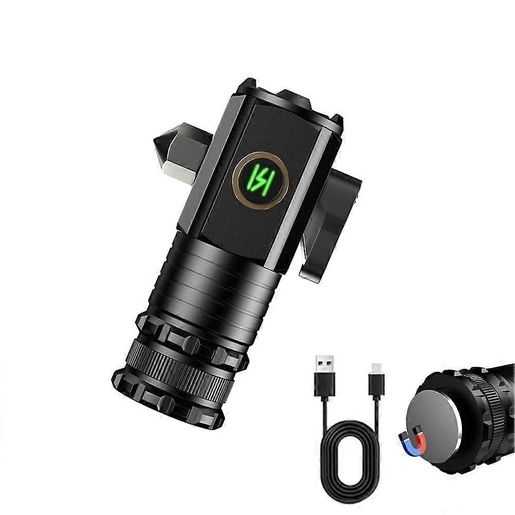 USB Rechargeable LED Flashlight, Super Bright Triple LED with COB Light, 5 Modes, Clip for Camping