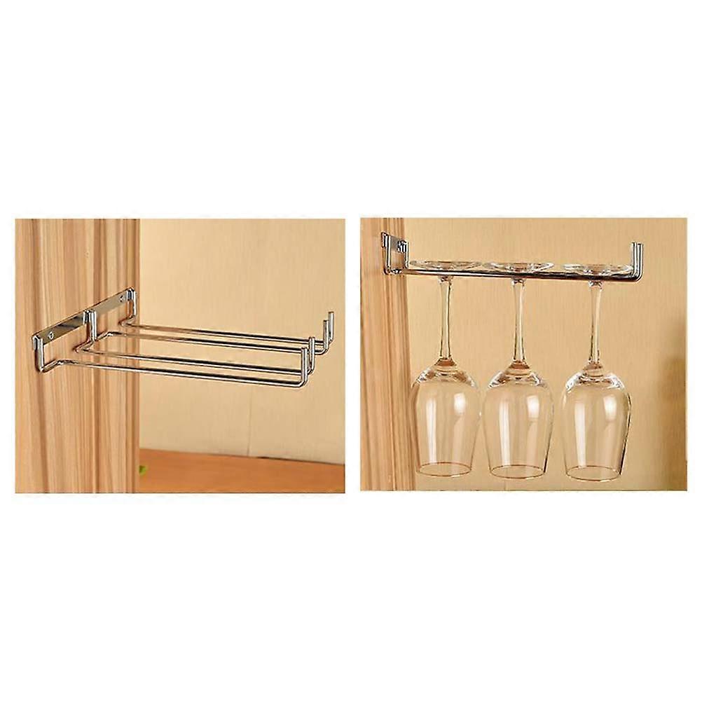 Silver Glass Hanger Rack Stemware Organizer For Bar Under Shelf 1Pack