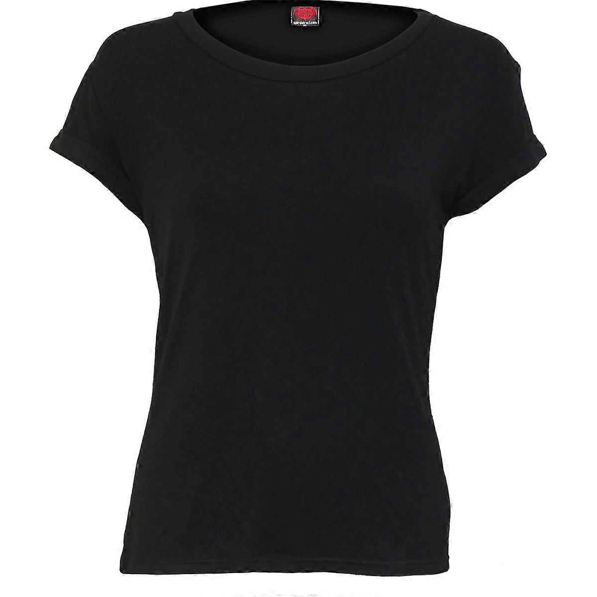 Spiral - Boatneck Cap Sleeve Top Black