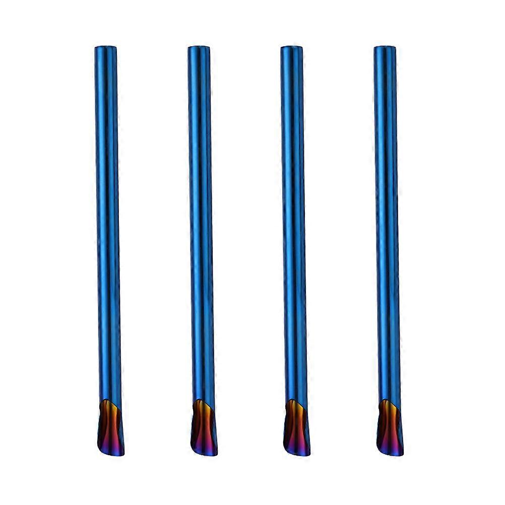 Stainless Steel Straw Creative Stirrer for Drinking Use 4Pcs Blue Reusable Set