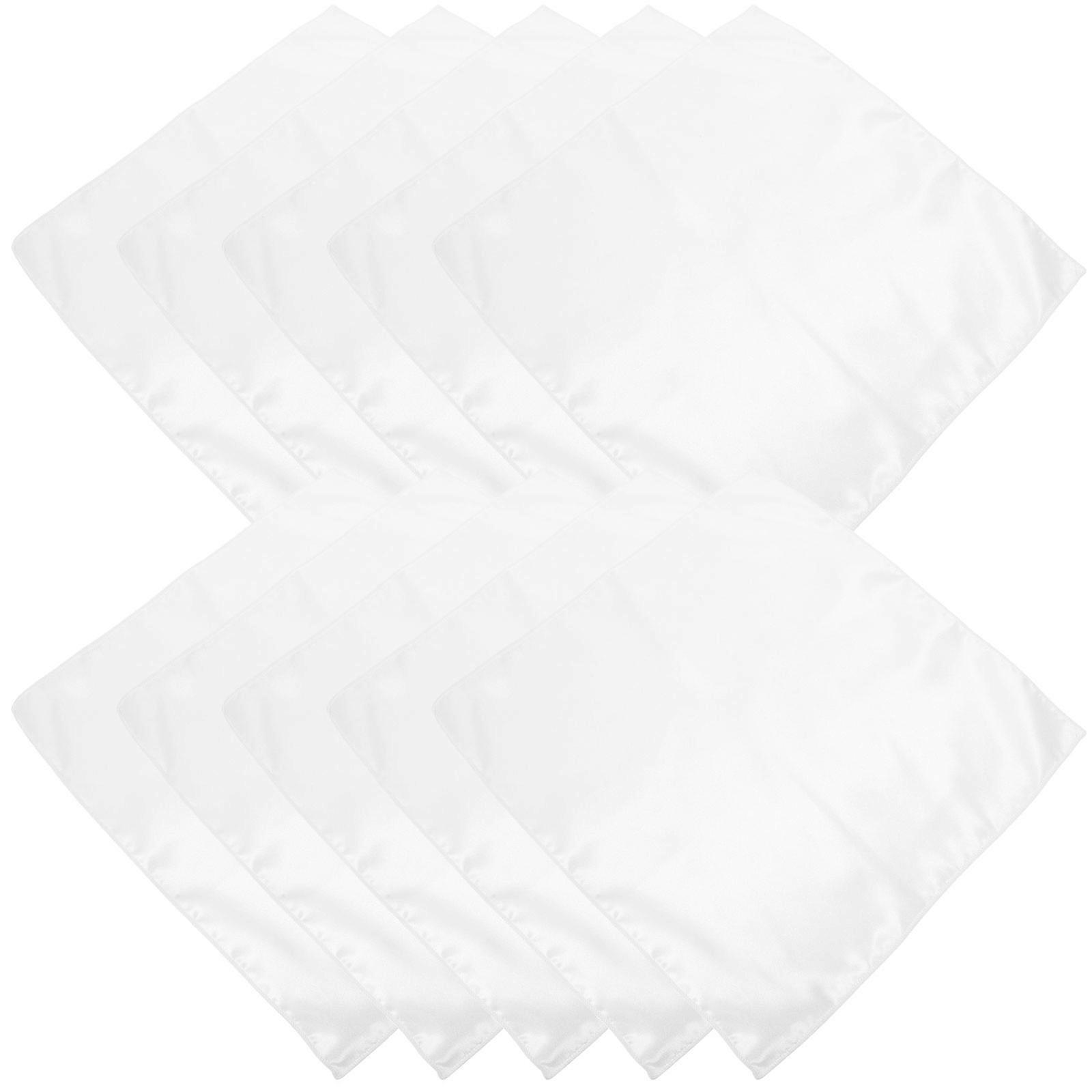 White Wedding Napkin Cloth for Kitchen Use Polyester 10 Sheets Set