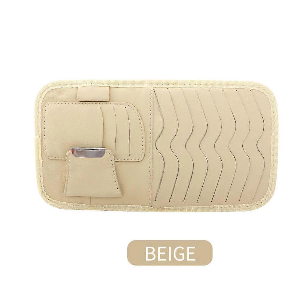 Car Sun Visor Storage Pouch for Auto Interior Organizer Beige